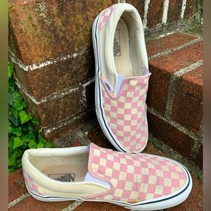 Pink Checkered Slip-on Vans, Women’s sz. 10